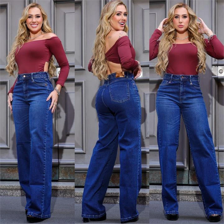 WIDE LEG COM ELASTANO