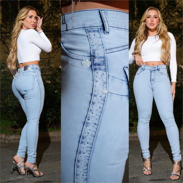 CALÇA SKINNY COM PEDRARIA